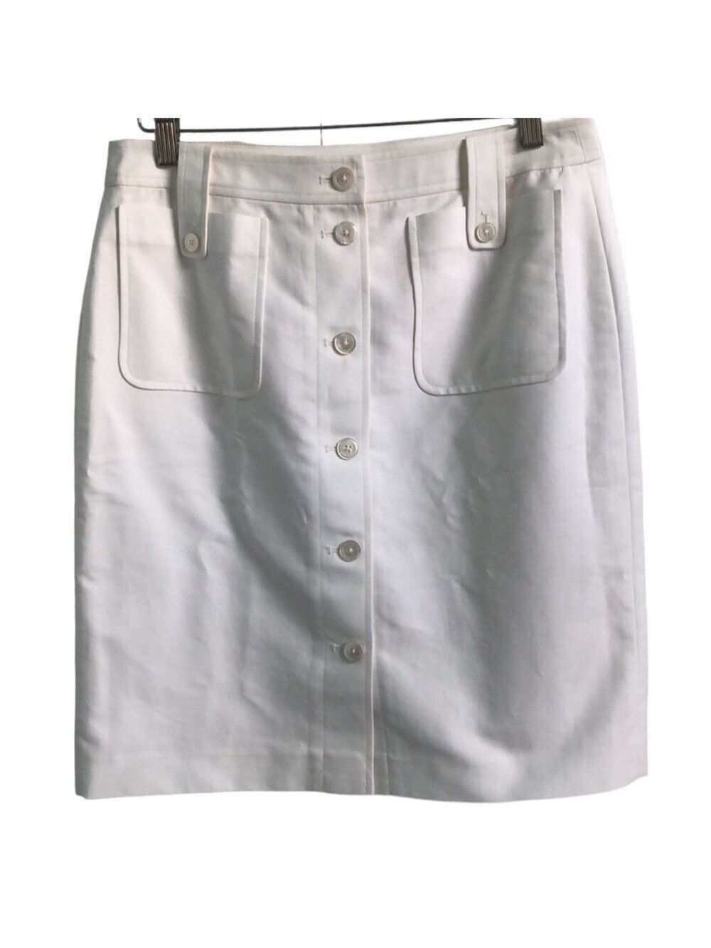 Ralph Lauren Black Label White Cotton Button Down Skirt Size 8